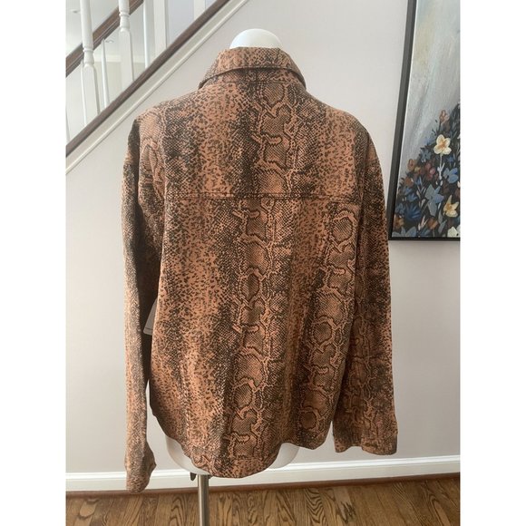 NWT FREE PEOPLE Brown Snake Trucker Jacket - Size XL - Picture 7 of 8